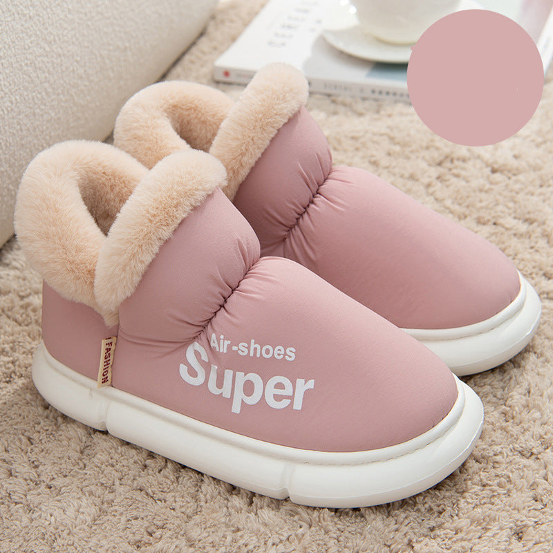 Warm House Shoes Plush Fleece High Back Heel Slippers Home Winter Warm Couple Shoes - Fashioinista