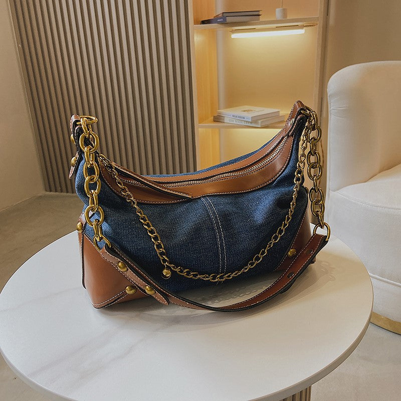 Fashion Versatile Chain Denim One Shoulder Handbag - Fashioinista