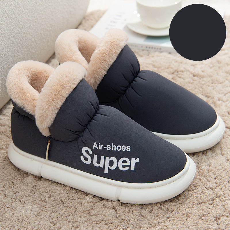 Warm House Shoes Plush Fleece High Back Heel Slippers Home Winter Warm Couple Shoes - Fashioinista