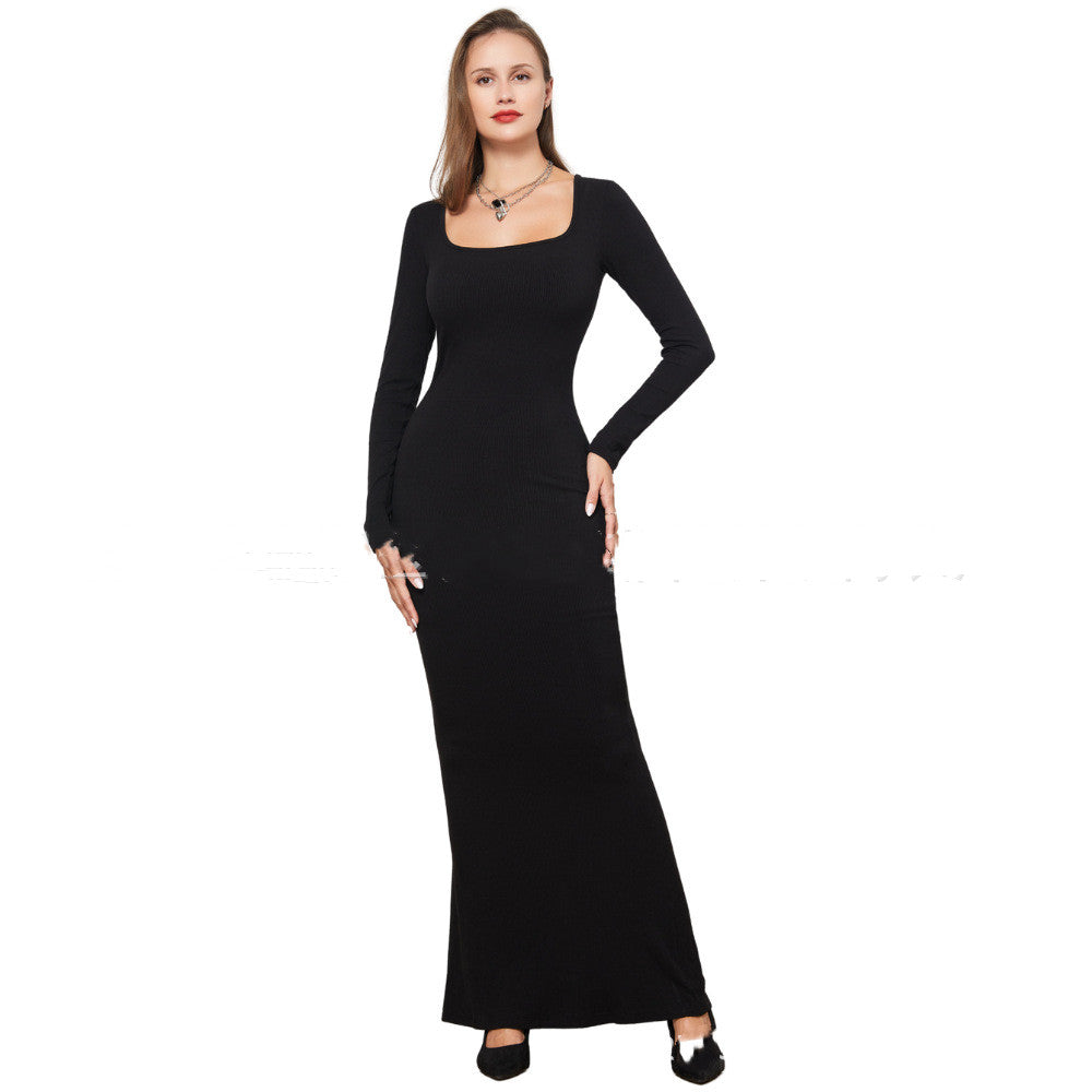 Two-in-one With Lining Double-layer Belly Contracting Hip Lifting Long Sleeve Narrow Dress - Fashioinista