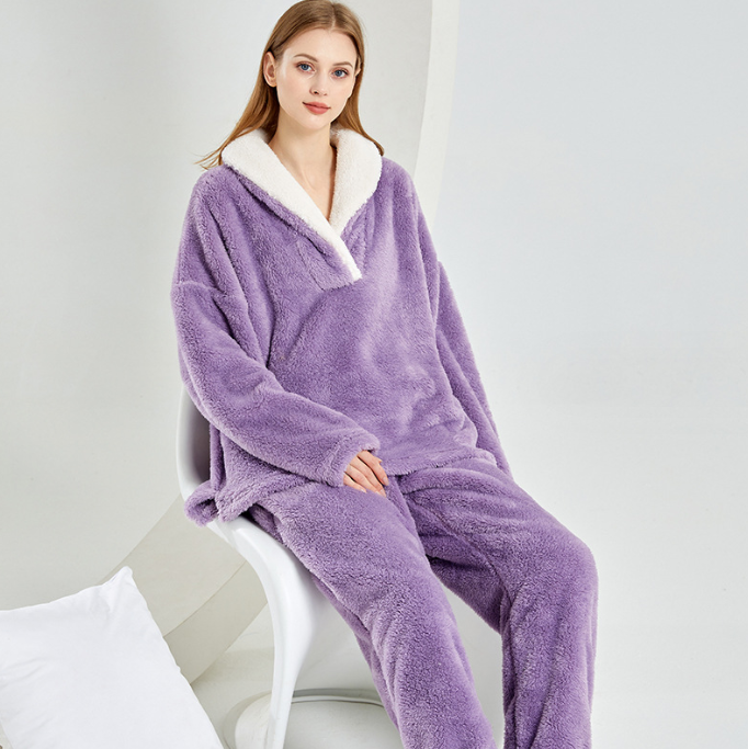 Flannel Pajamas Pajamas Set Thickening Couples Home Service - Fashioinista