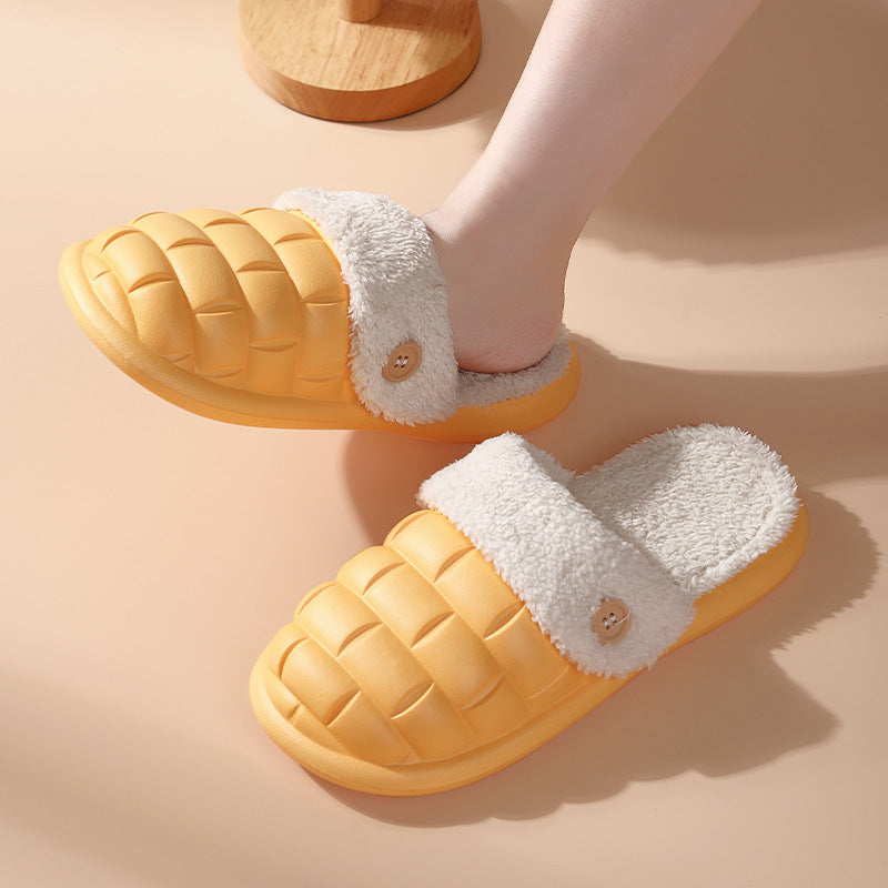 Plaid Slippers EVA Detachable Slippers Cozy Nonslip Warm Plush Shoes Winter House Shoes For Women - Fashioinista