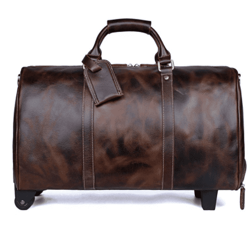 Large Capacity Cowhide Trolley Travel Bag - Fashioinista