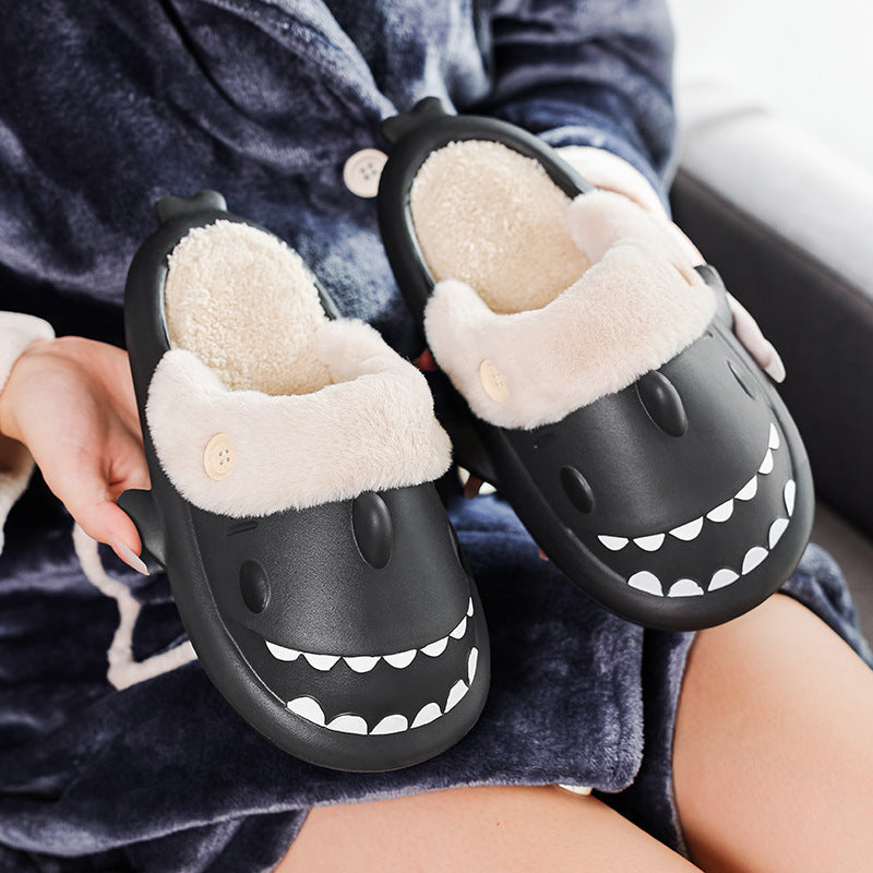 Winter Shark Shoes House Slippers With Button EVA Couple Slippers - Fashioinista