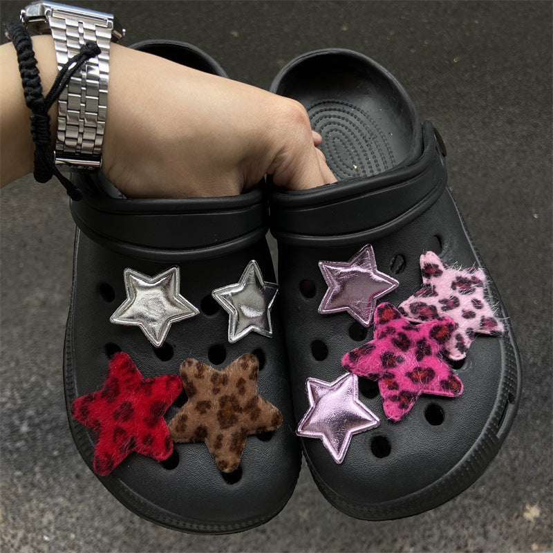 Star Plush Bright Shoes Buckle Hole Shoes Accessories - Fashioinista