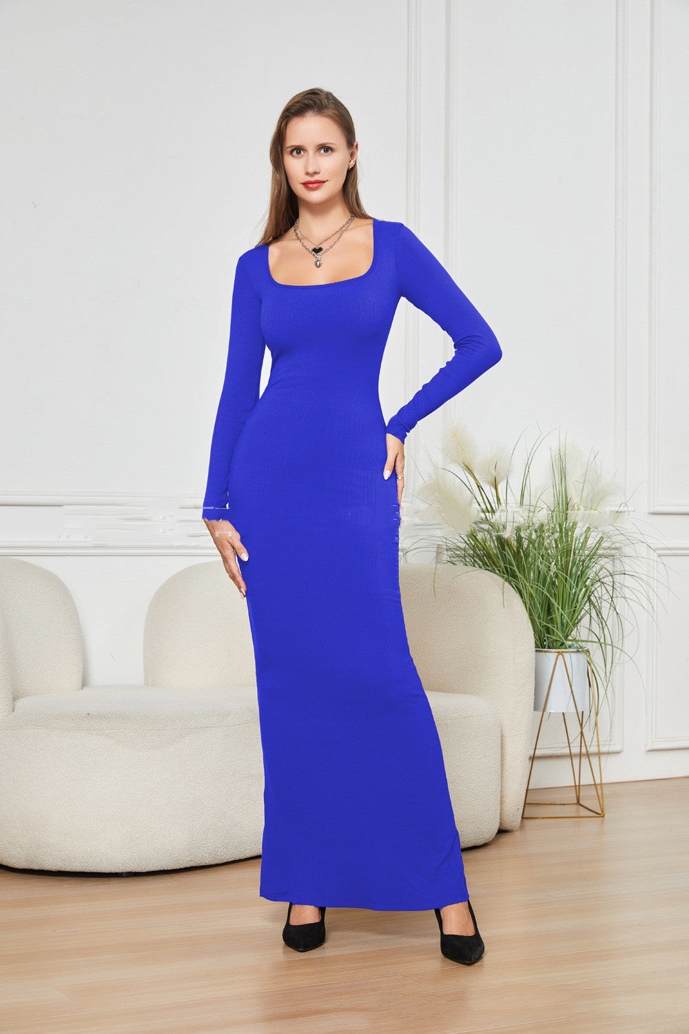 Two-in-one With Lining Double-layer Belly Contracting Hip Lifting Long Sleeve Narrow Dress - Fashioinista