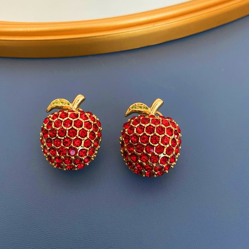 Fruit Earrings Full-jeweled Stud Earrings Women