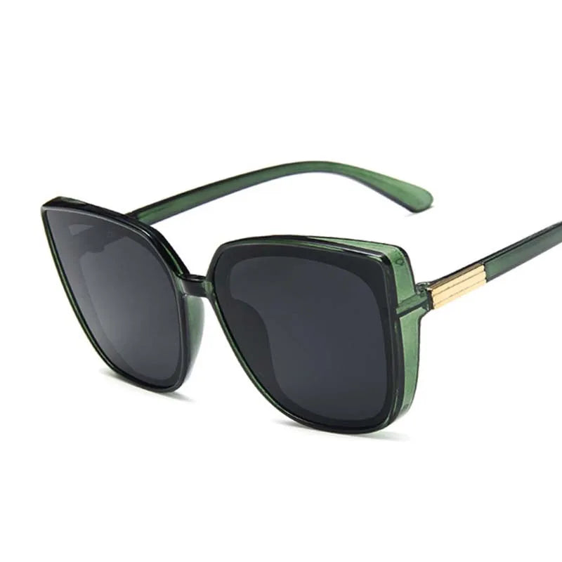Brand Designer Cat Eye Sunglasses Woman Vintage Black Mirror Sun Glasses For Fashion Big Frame Cool Sexy Female Oculos - Fashioinista