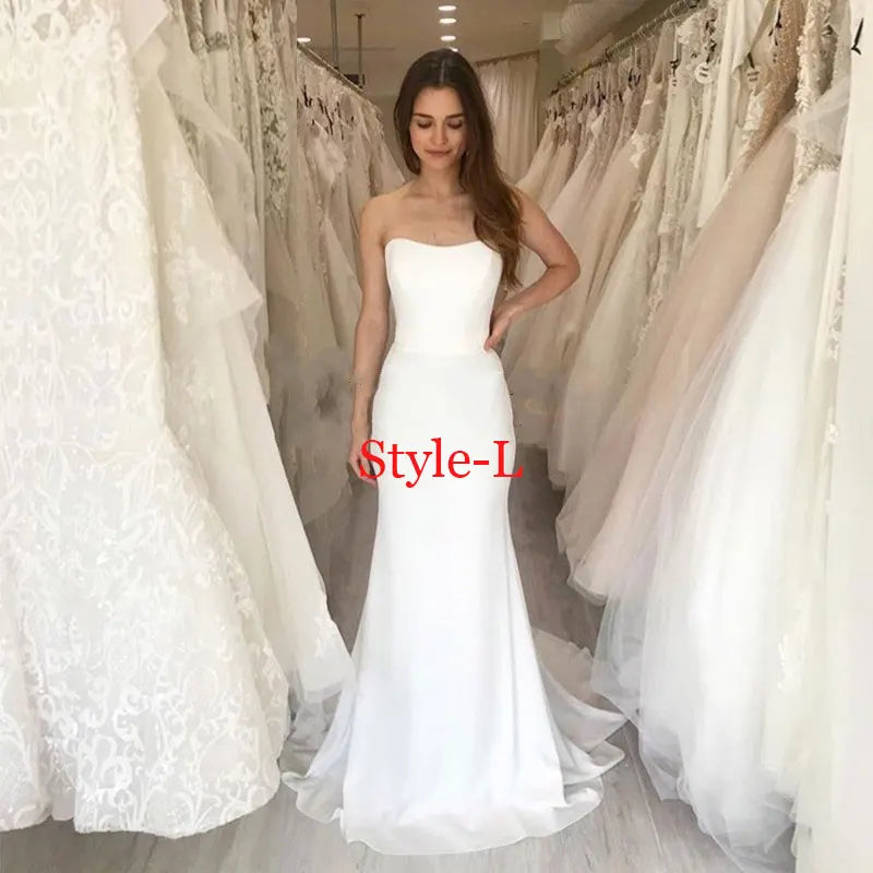 Autumn vestidos novias boda Wedding Dresses Satin Bridal Gowns sheer robe hochzeitskleid bestidos para bodas sexy ivory - Fashioinista