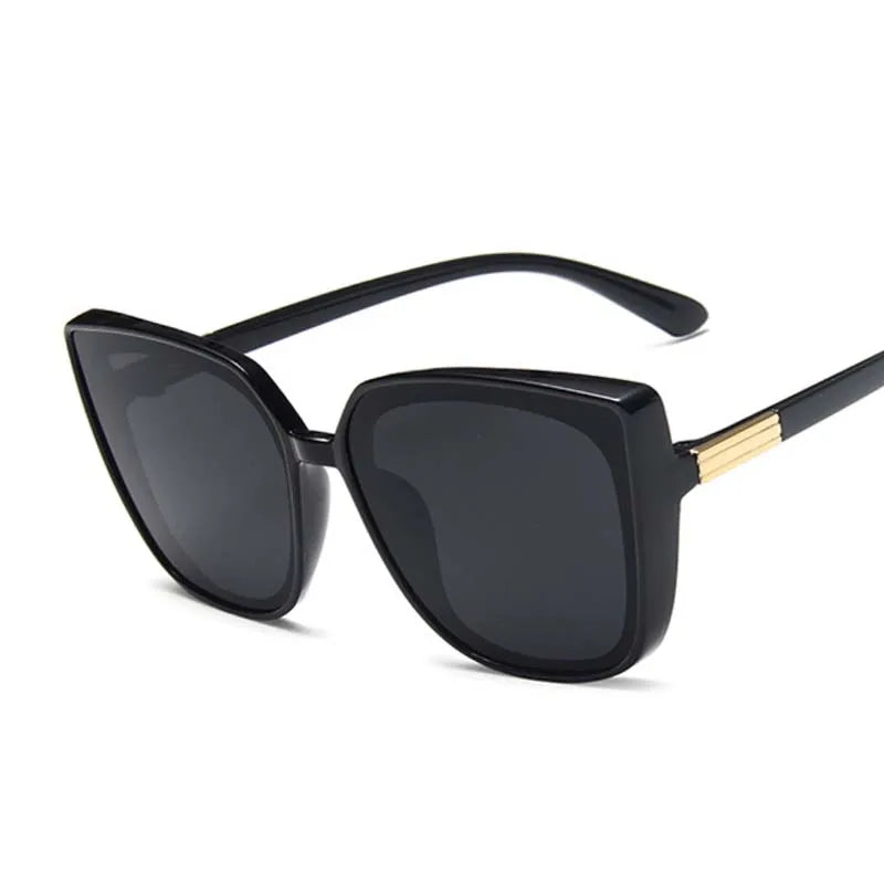 Brand Designer Cat Eye Sunglasses Woman Vintage Black Mirror Sun Glasses For Fashion Big Frame Cool Sexy Female Oculos - Fashioinista