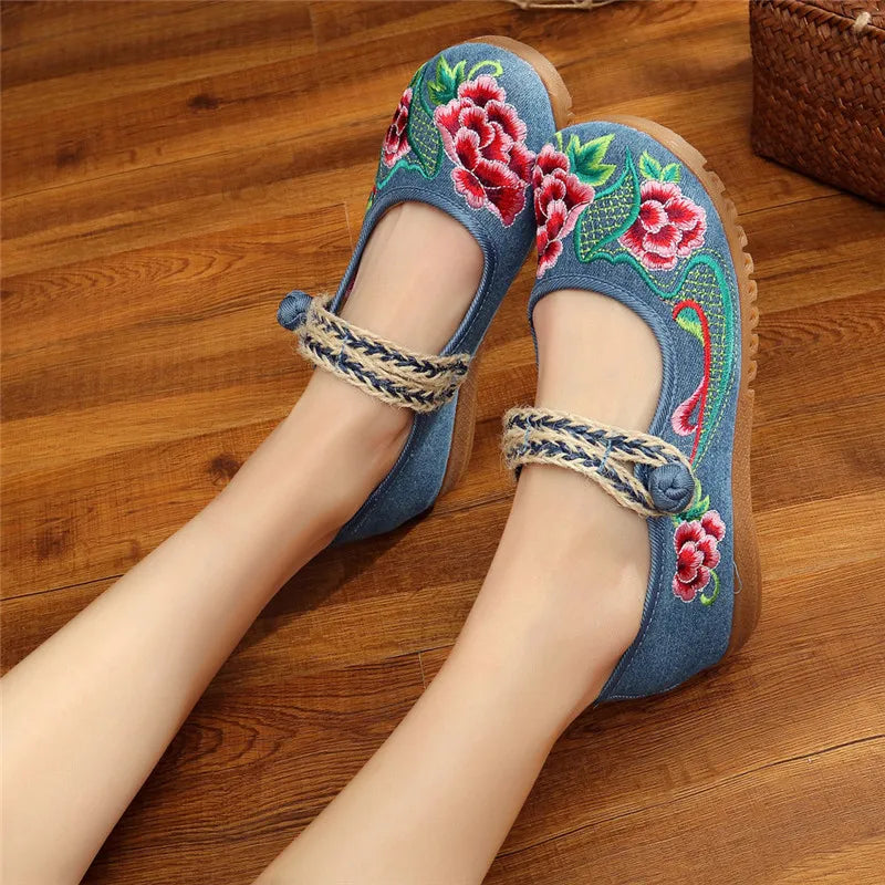 Embroidered Canvas Mary Janes - mary jane flats - view 5
