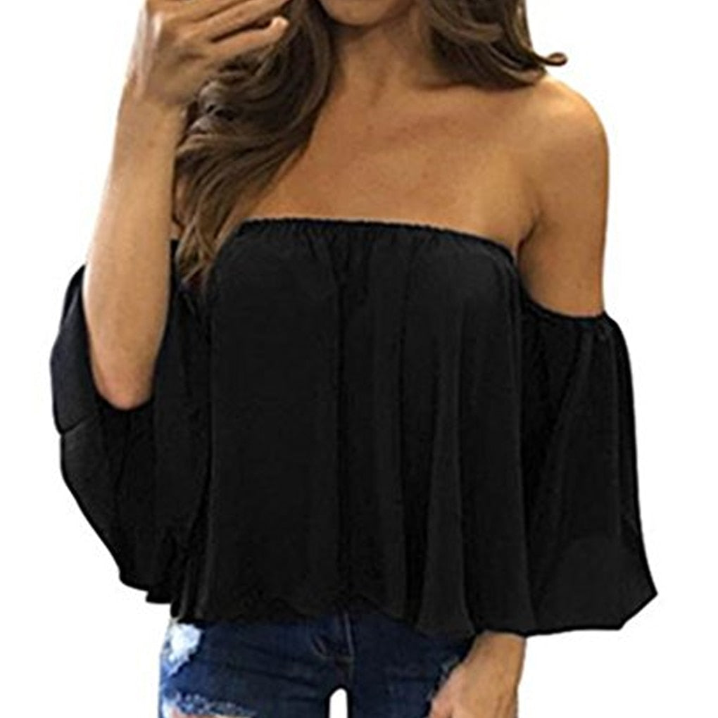 Stylish Off-Shoulder Blouse: Bell Puff Sleeves - Fashioinista