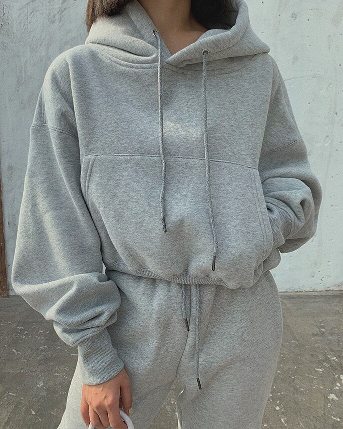 Casual Fleece Hoodies Suit - Fashioinista