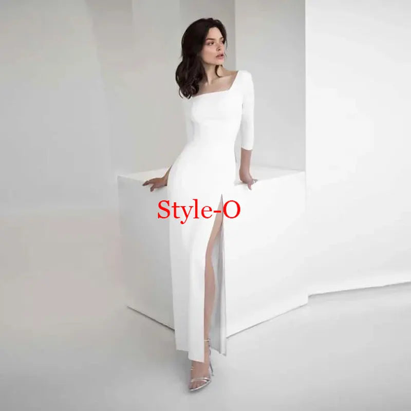 Autumn vestidos novias boda Wedding Dresses Satin Bridal Gowns sheer robe hochzeitskleid bestidos para bodas sexy ivory - Fashioinista