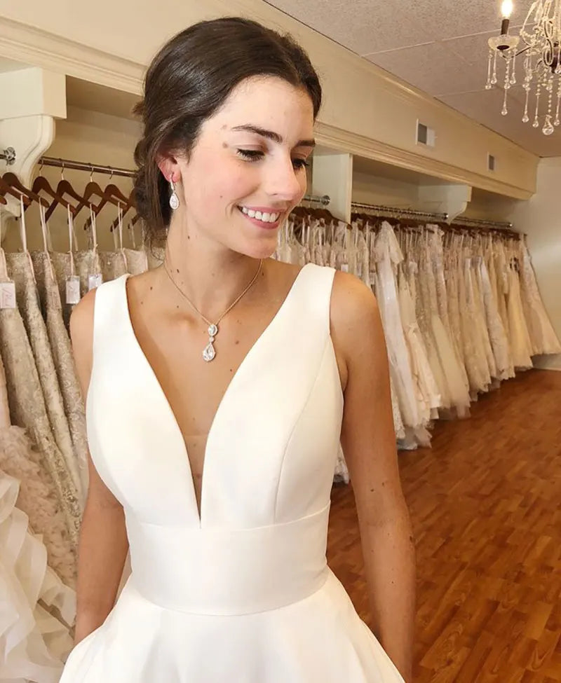 Autumn vestidos novias boda Wedding Dresses Satin Bridal Gowns sheer robe hochzeitskleid bestidos para bodas sexy ivory - Fashioinista