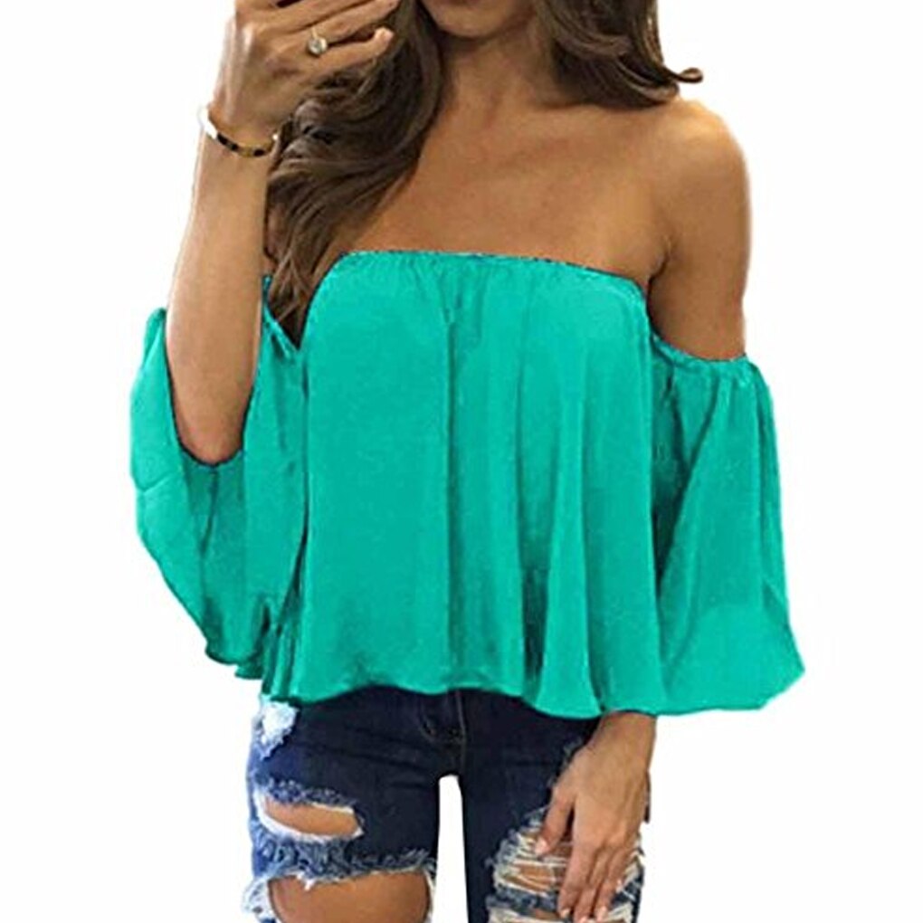 Stylish Off-Shoulder Blouse: Bell Puff Sleeves - Fashioinista