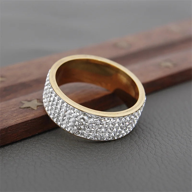 Five row crystal stainless steel eternity ring - view 6