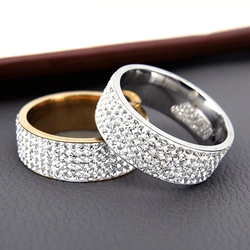 Five row crystal stainless steel eternity ring - view 1