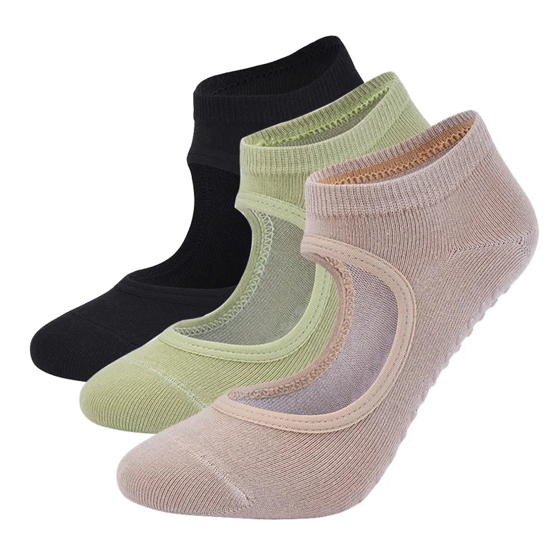 Anti slip backless pilates and yoga grip socks - view 1