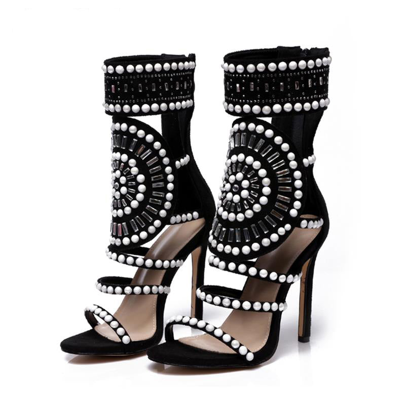 Dazzling Rhinestone High Heel Sandals - Fashioinista