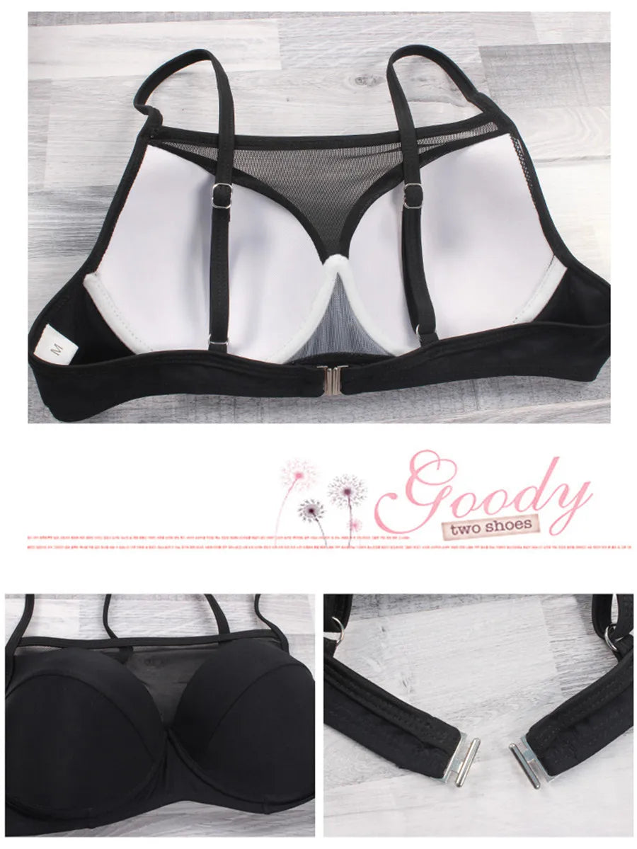 Mesh halter push up bikini set two piece swimsuit - view 5