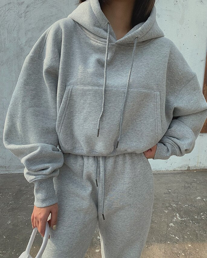 Casual Fleece Hoodies Suit - Fashioinista