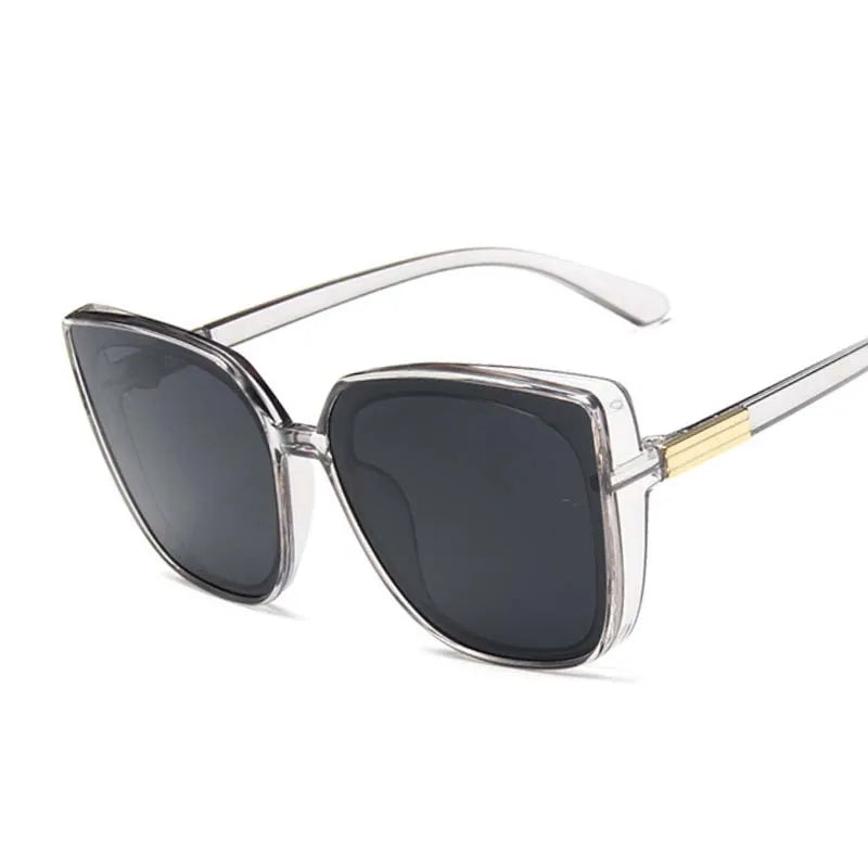 Brand Designer Cat Eye Sunglasses Woman Vintage Black Mirror Sun Glasses For Fashion Big Frame Cool Sexy Female Oculos - Fashioinista