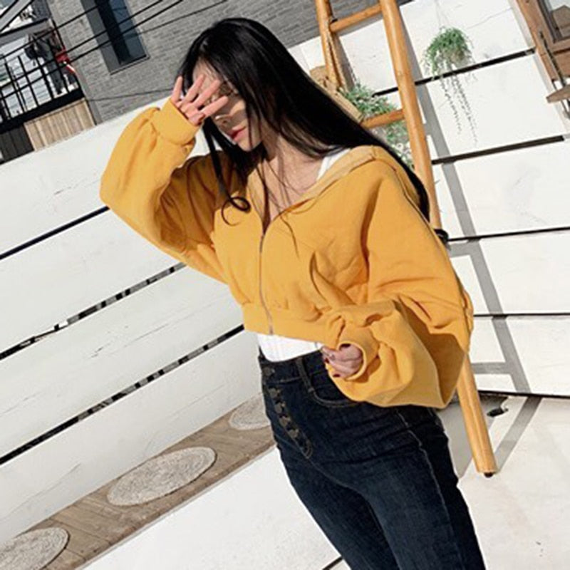 Stylish Long Sleeve Crop Top Sweatshirt - Fashioinista