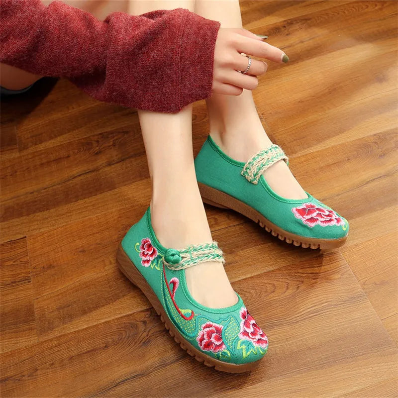 Embroidered Canvas Mary Janes - mary jane flats - view 6