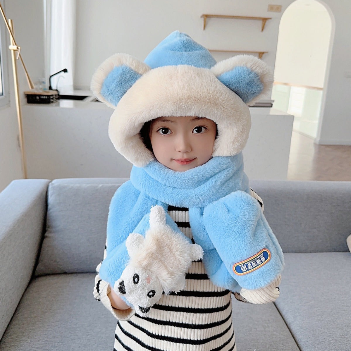 Children's Hat Scarf Gloves One-piece Hat - Fashioinista