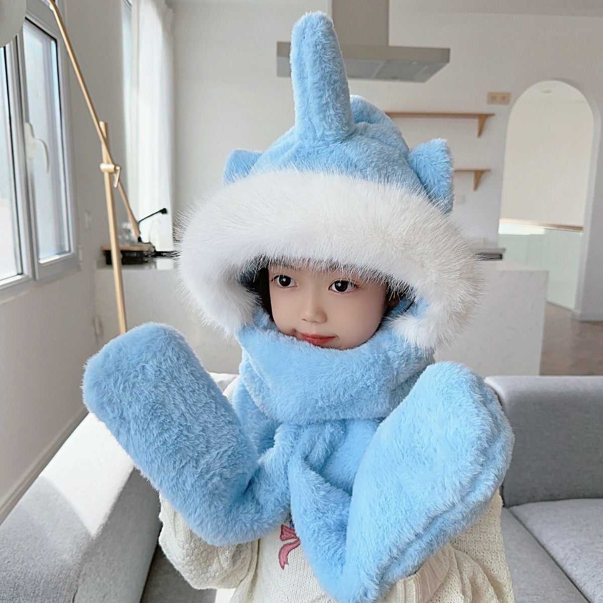 Children's Hat Scarf Gloves One-piece Hat - Fashioinista