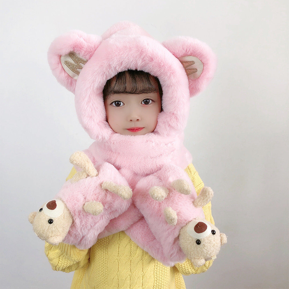 Children's Hat Scarf Gloves One-piece Hat - Fashioinista