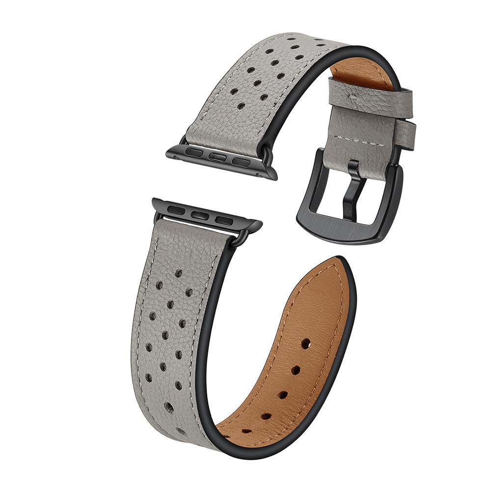 Solid Color Porous Model Breathable Leather Wristband