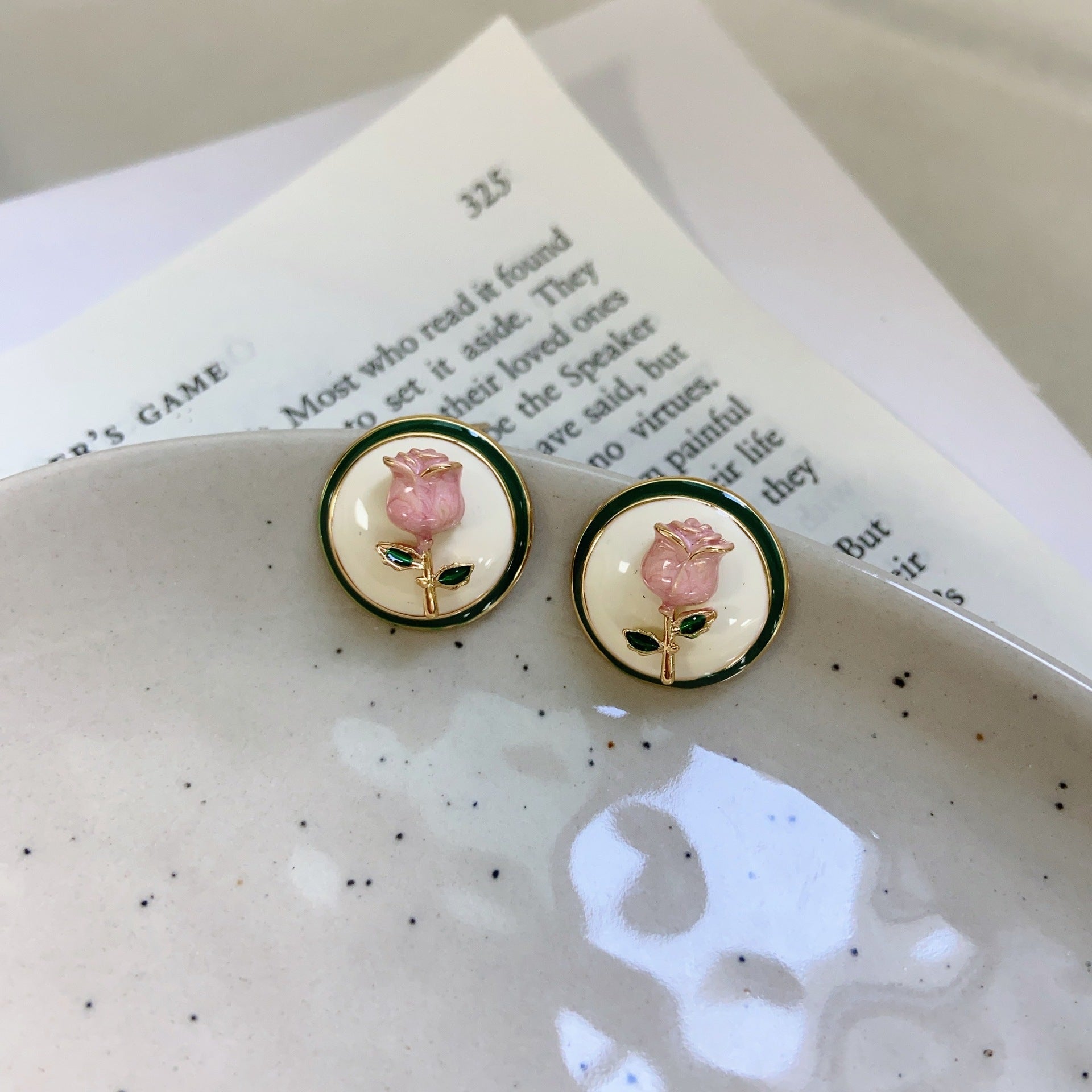 Vintage Rose Stud Earrings For Women Trendy Earrings