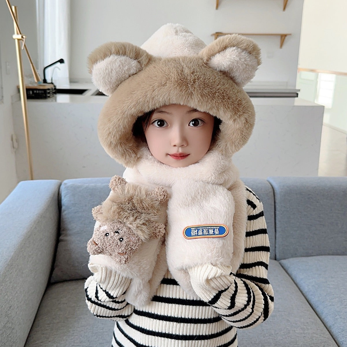 Children's Hat Scarf Gloves One-piece Hat - Fashioinista