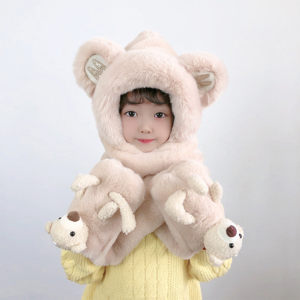 Children's Hat Scarf Gloves One-piece Hat - Fashioinista