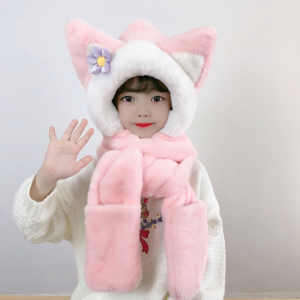 Children's Hat Scarf Gloves One-piece Hat - Fashioinista