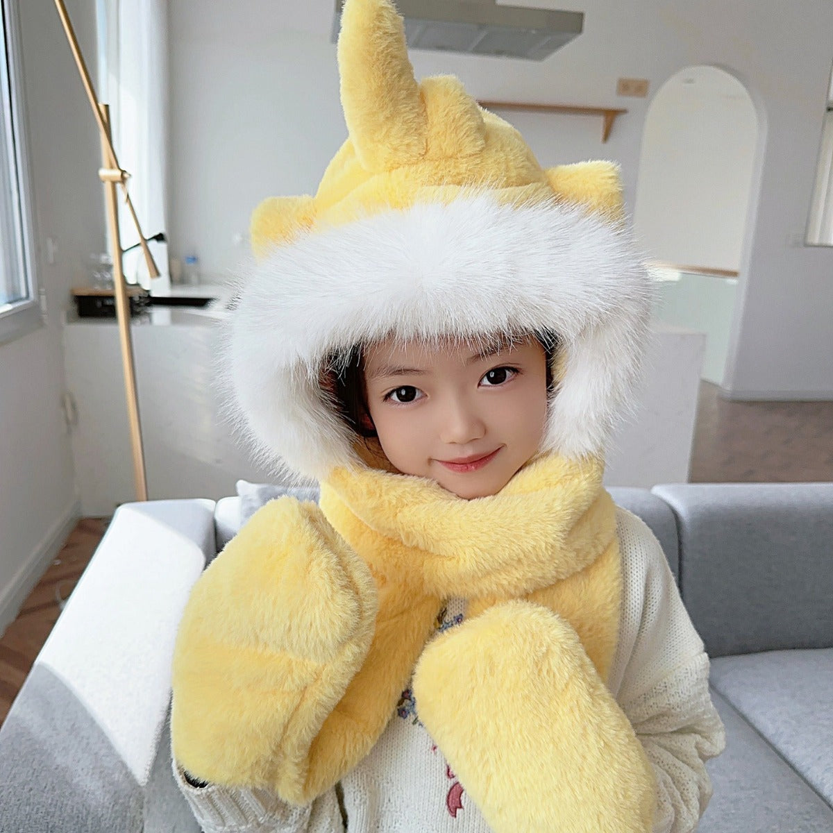 Children's Hat Scarf Gloves One-piece Hat - Fashioinista