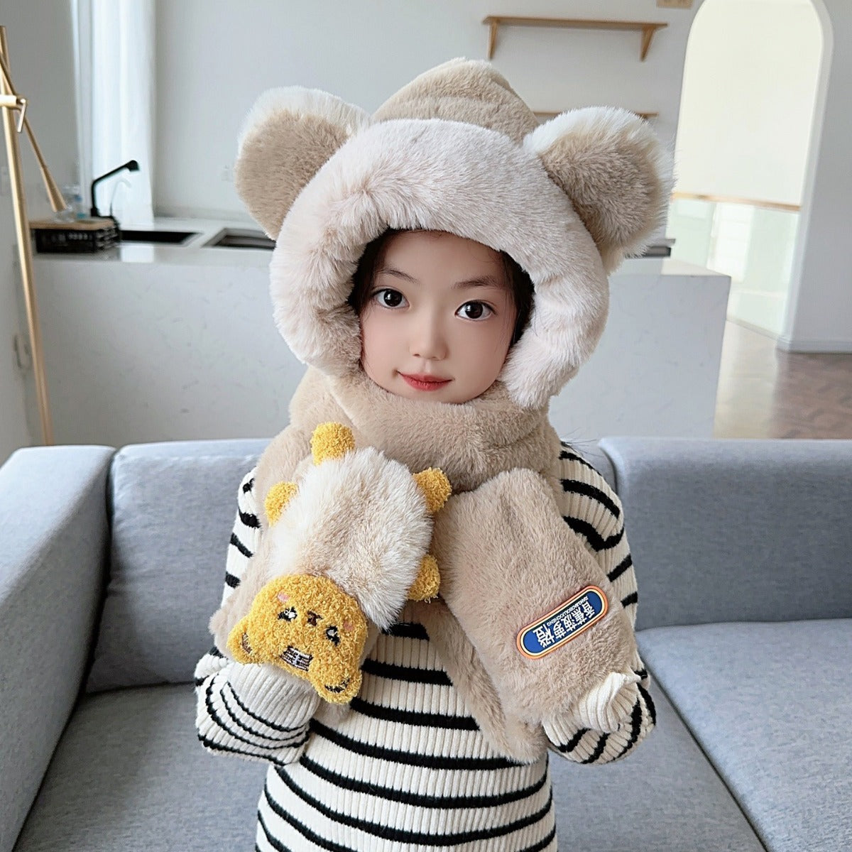 Children's Hat Scarf Gloves One-piece Hat - Fashioinista