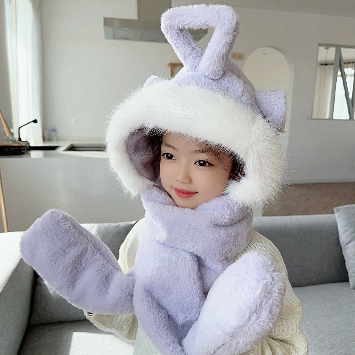 Children's Hat Scarf Gloves One-piece Hat - Fashioinista