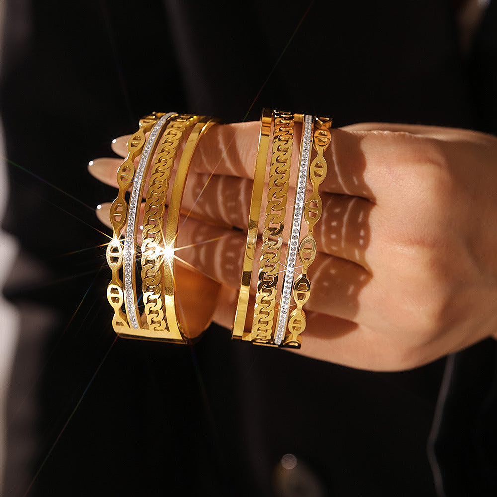 Buckle Bracelet Rhinestone Exaggerated Affordable Luxury Style