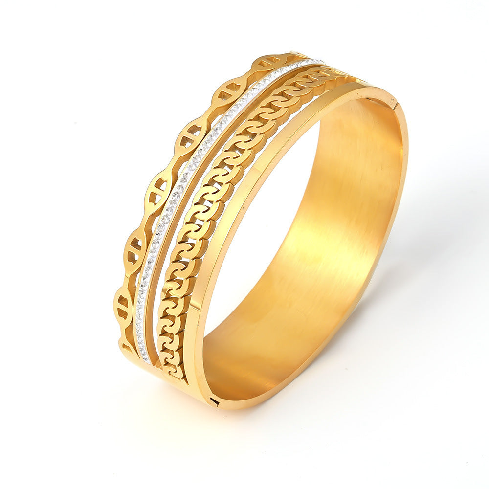 Buckle Bracelet Rhinestone Exaggerated Affordable Luxury Style