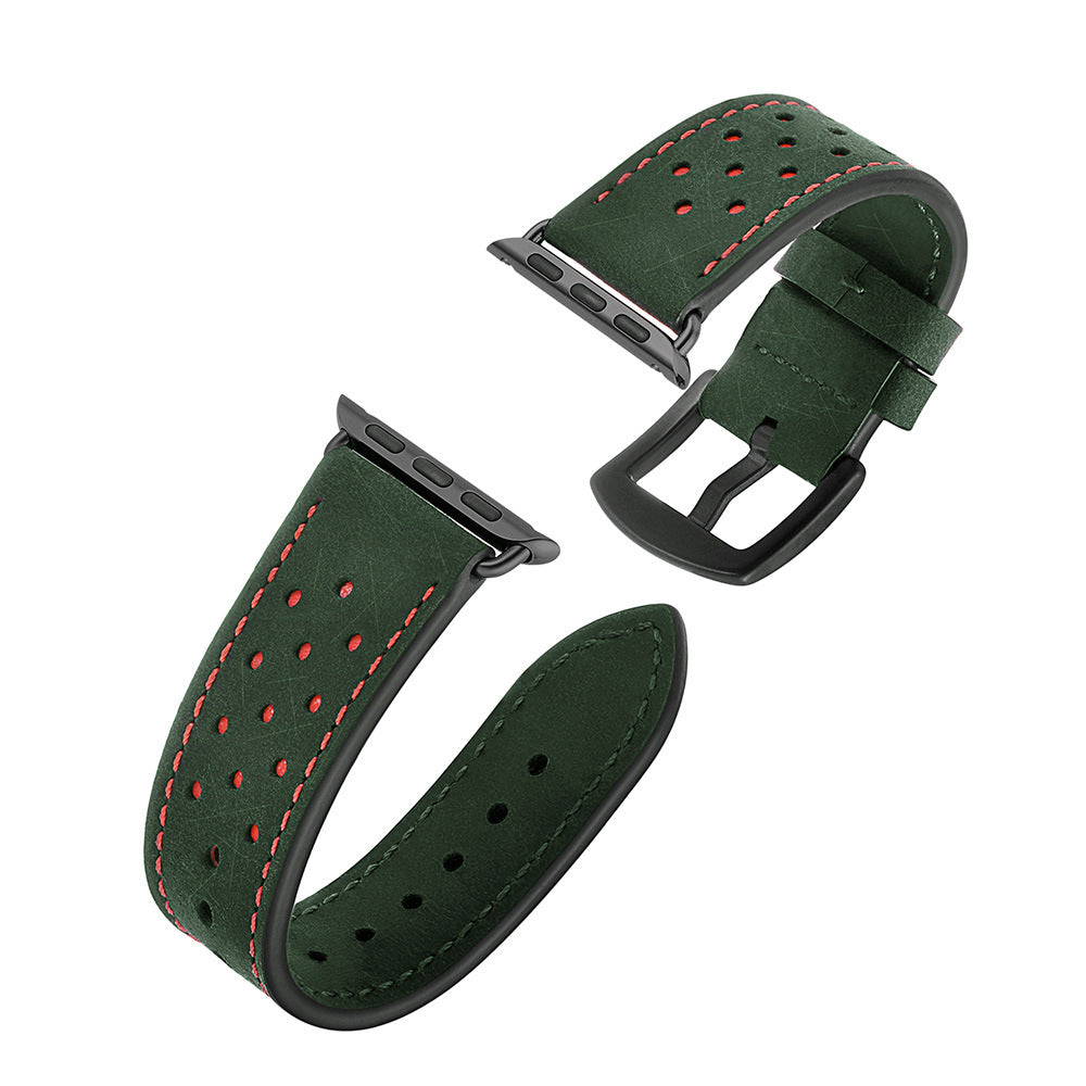 Solid Color Porous Model Breathable Leather Wristband