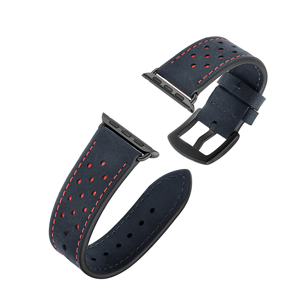 Solid Color Porous Model Breathable Leather Wristband