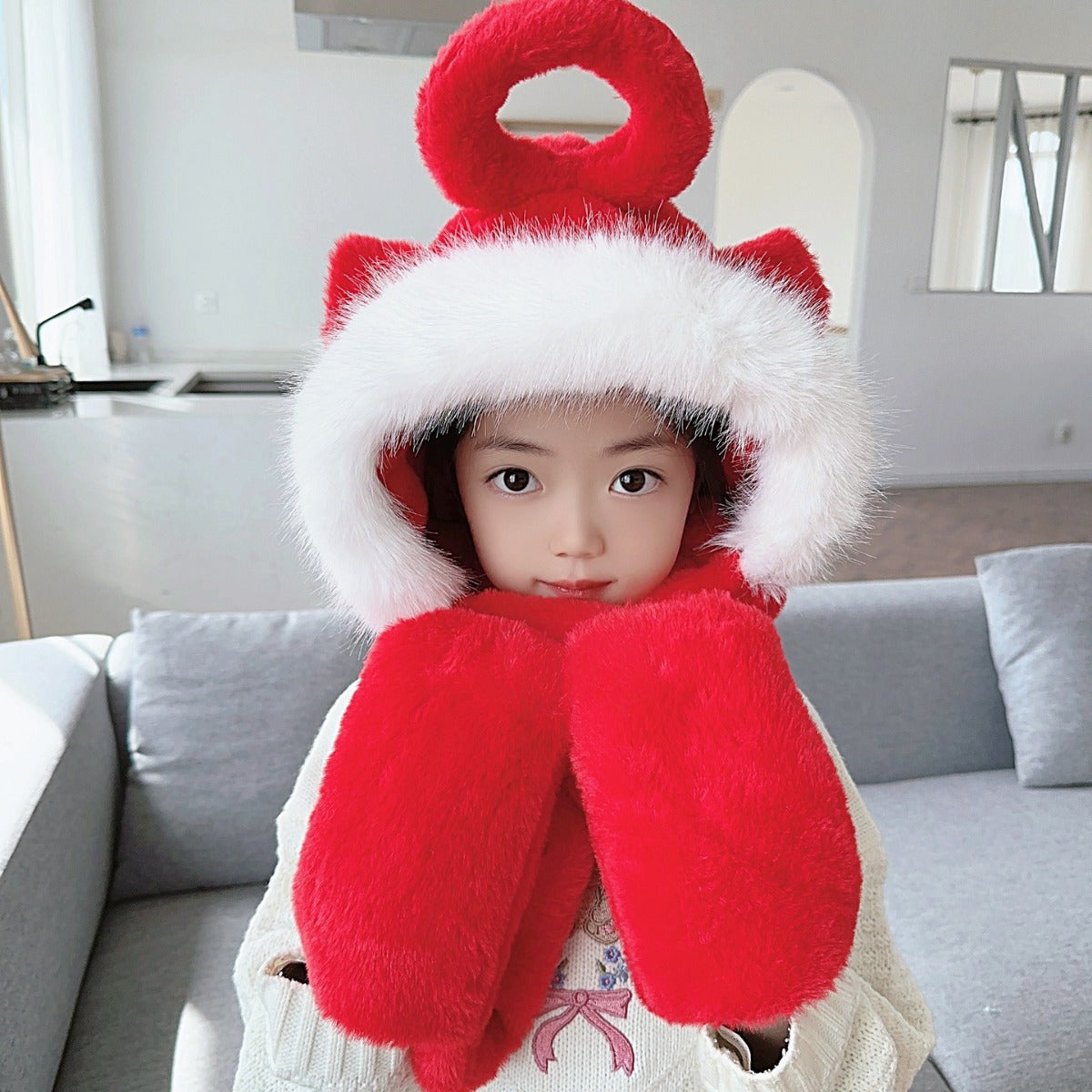 Children's Hat Scarf Gloves One-piece Hat - Fashioinista