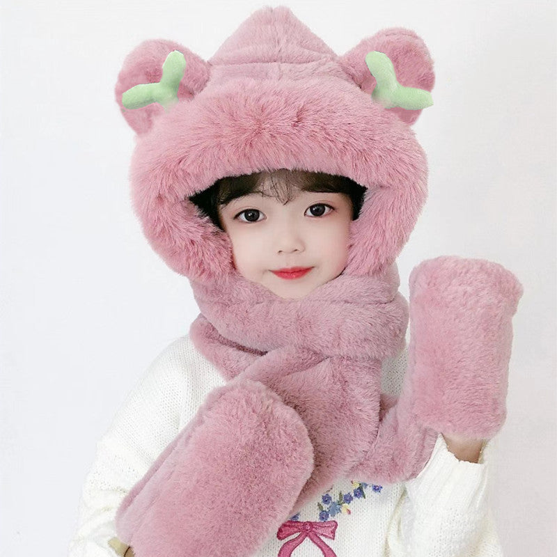 Children's Hat Scarf Gloves One-piece Hat - Fashioinista