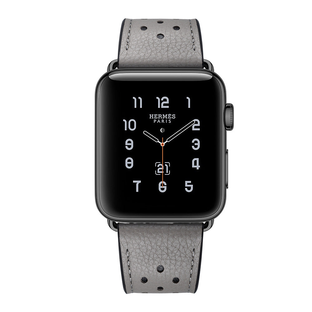 Solid Color Porous Model Breathable Leather Wristband