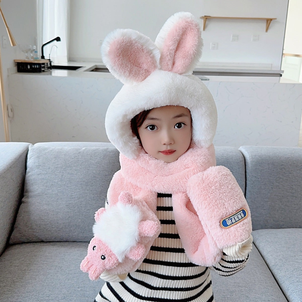 Children's Hat Scarf Gloves One-piece Hat - Fashioinista