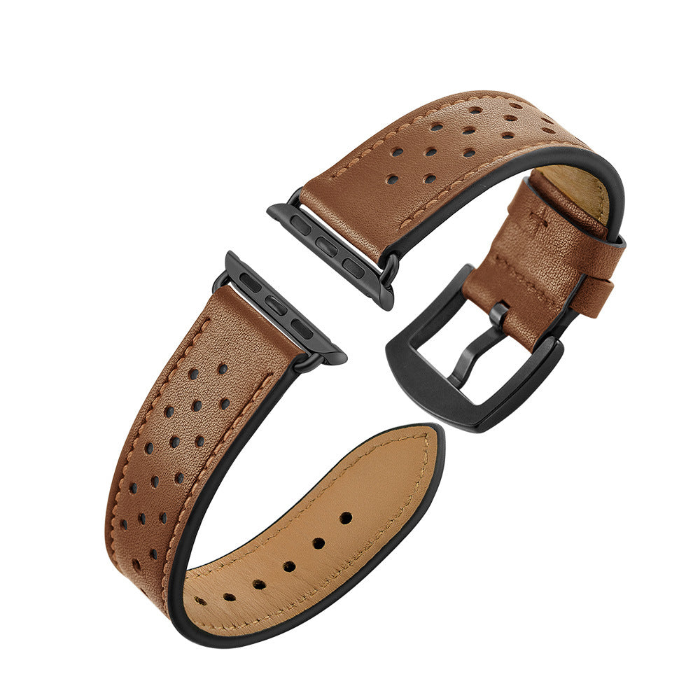 Solid Color Porous Model Breathable Leather Wristband