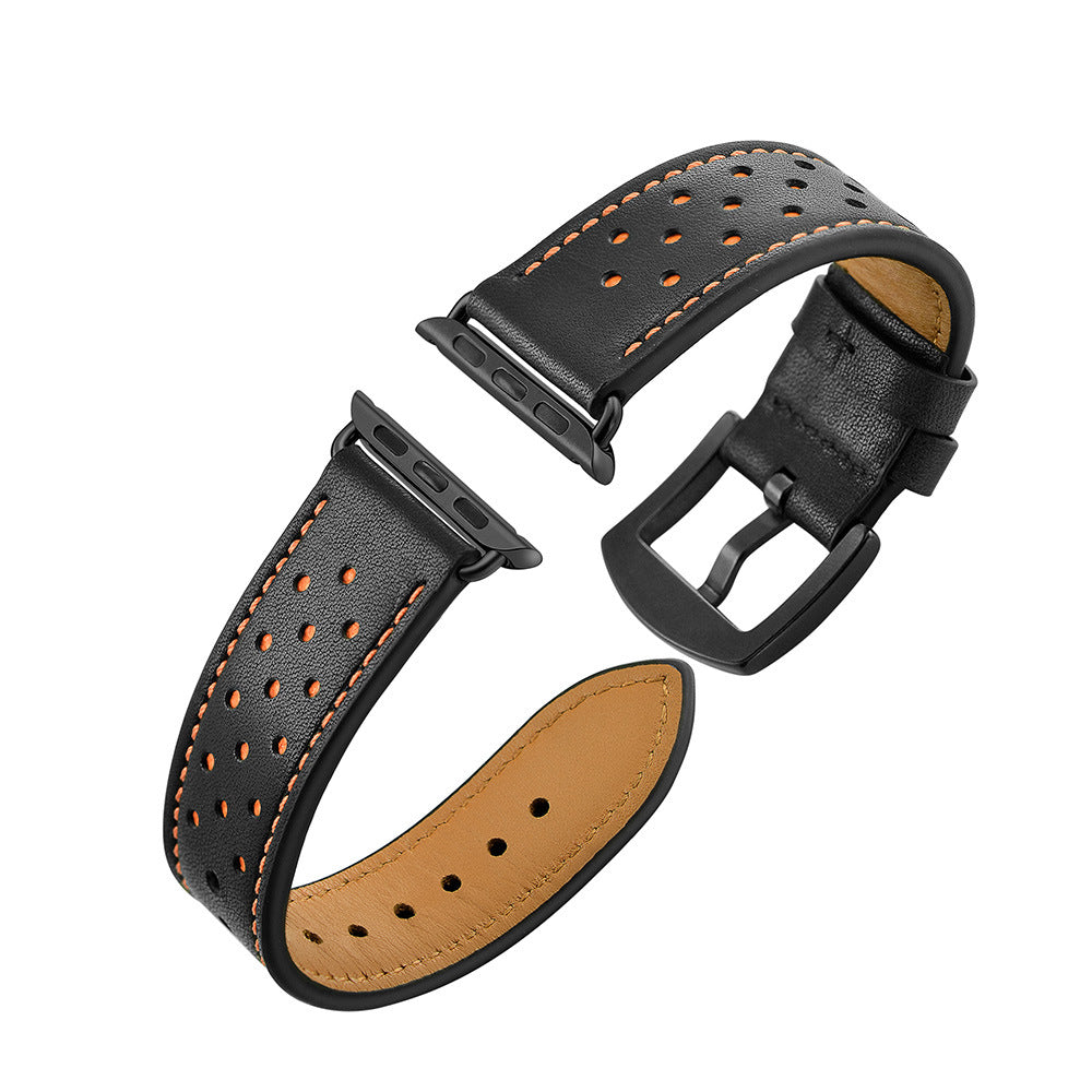 Solid Color Porous Model Breathable Leather Wristband